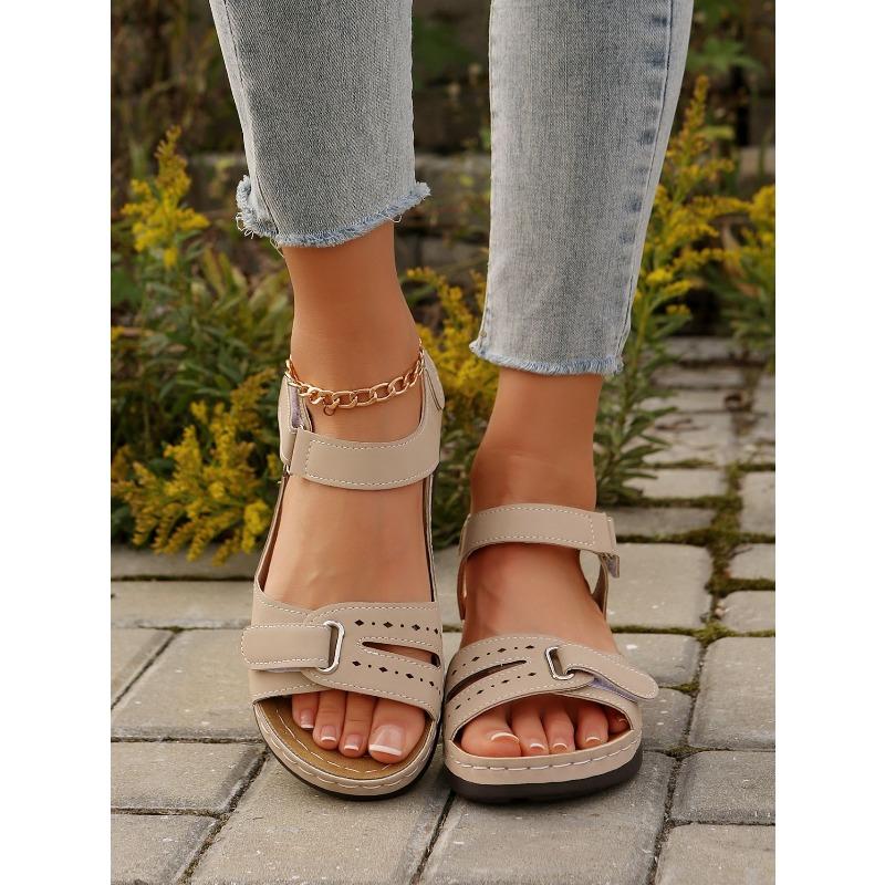 Women's Plus Size Roman Sandals Velcro Fish-Mouth Casual Outdoor Shoes