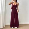 2026 European Spring/Summer Women's Casual Fashion Camisole Jumpsuit Set with Wide Legs