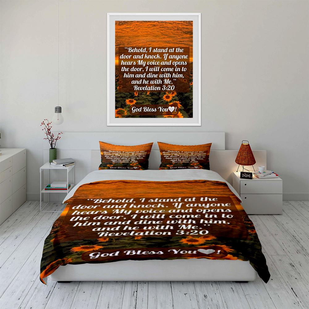 Religious Bedding Set with Bible Verse Pattern Bedding set (1 duvet cover, 2 pillowcases, duvet not included)