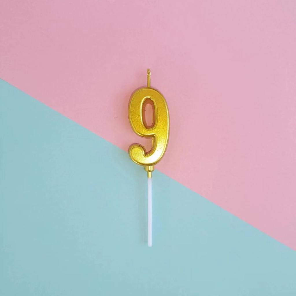 1pc Birthday Candle Golden Number Candle Smokeless Birthday Cake Party Baking Dessert Candle Plug-in Set