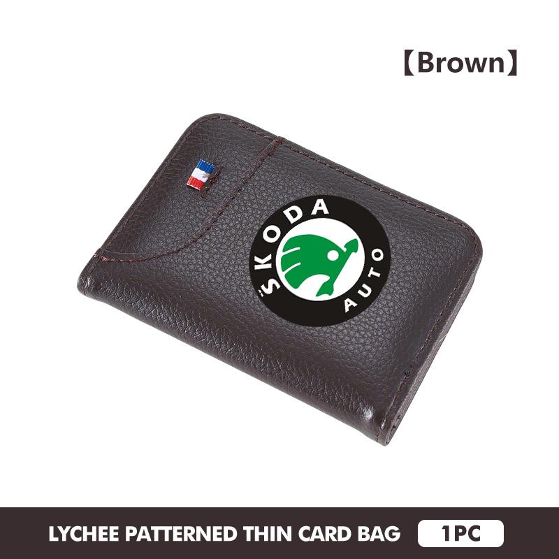 HAZJ3 Car Wallet Driver's Licence Insurance Card Holder Multi Pocket Wallet For Skoda S Kodiaq Octavia 2 3 Yeti Karoq Rapid Fabia VII