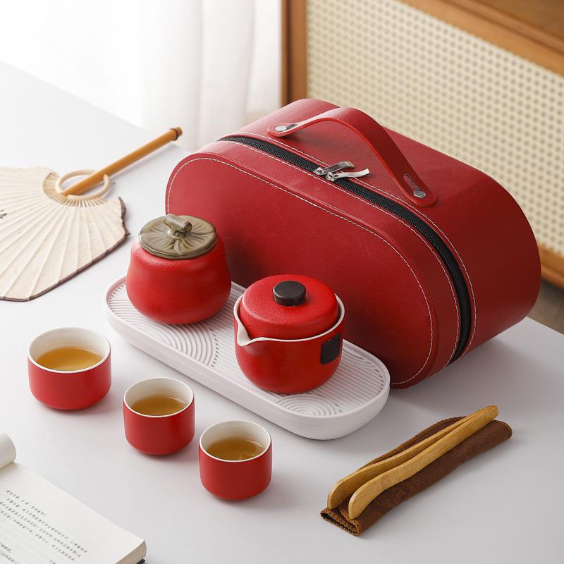 Portable Tea Ceremony Set: One Pot & Four Cups - Compact Business Gift