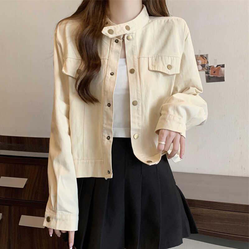 Women's Spring 2025 Retro Slimming Stand-Up Collar Jacket