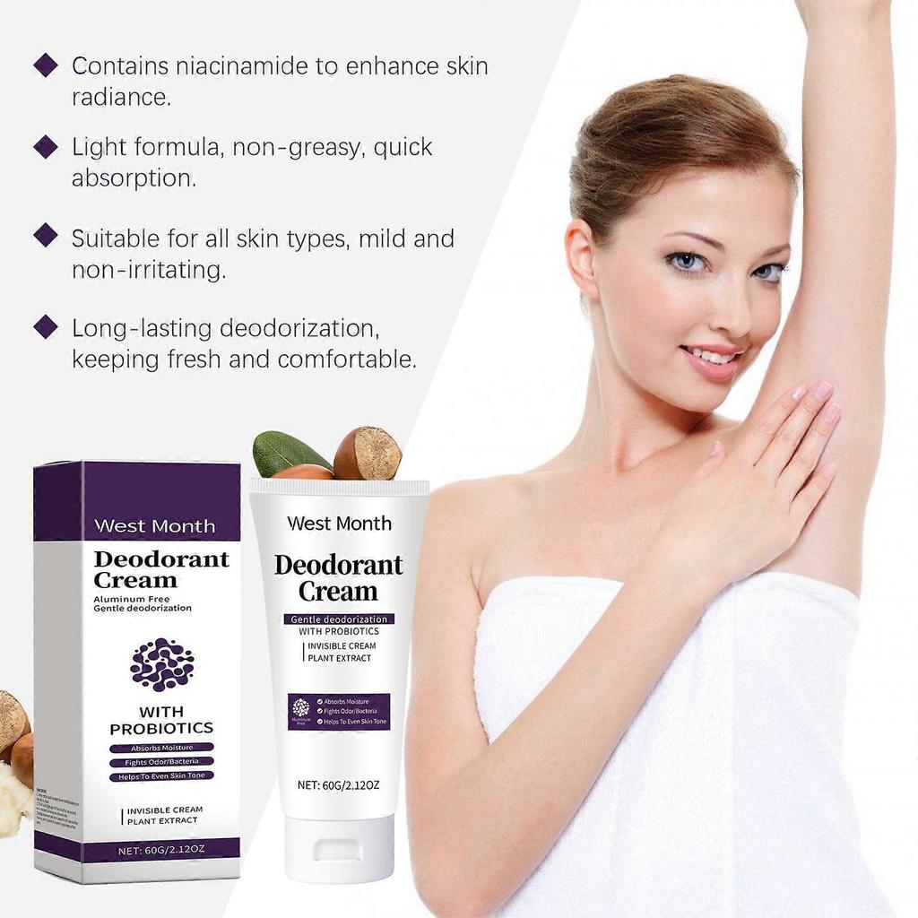 Deodorant Cream, Underarm Deodorant Cream, Everywhere Deodorant with Probiotics, Body Odor Cream, Fight Against Odors and Bacteria, Naturally Absorb M