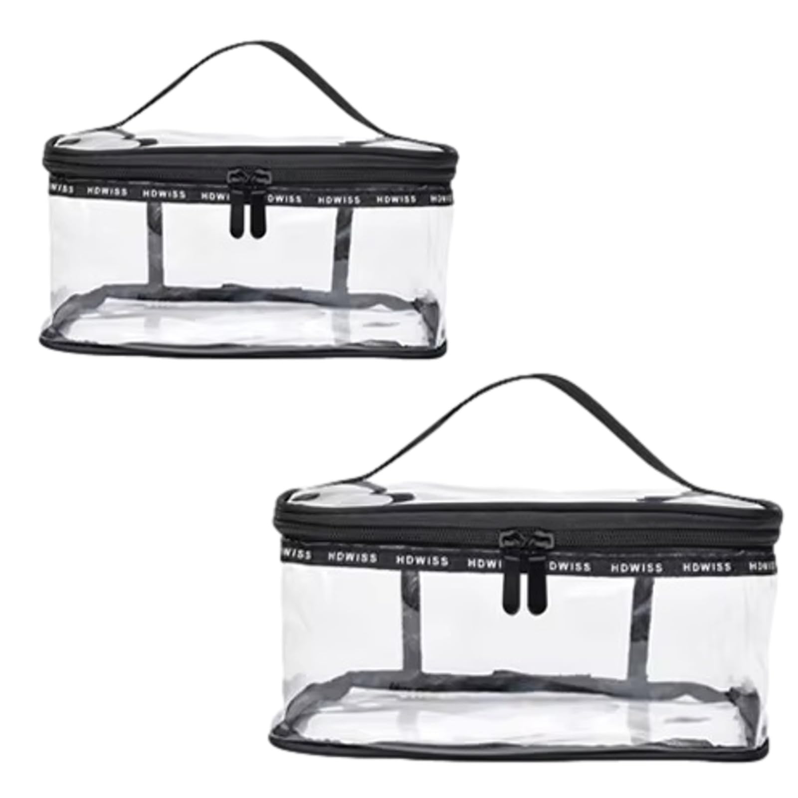 

Lebonarier Transparent Waterproof Vinyl Clear Cosmetic Pouch, Travel Pouch, Set of 2 (Clear)
