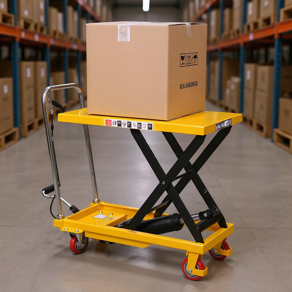 330lbs Hydraulic Lift Cart 21-72cm Height Adjustable Manual Single Scissor Lift for Material Handling and Transportation