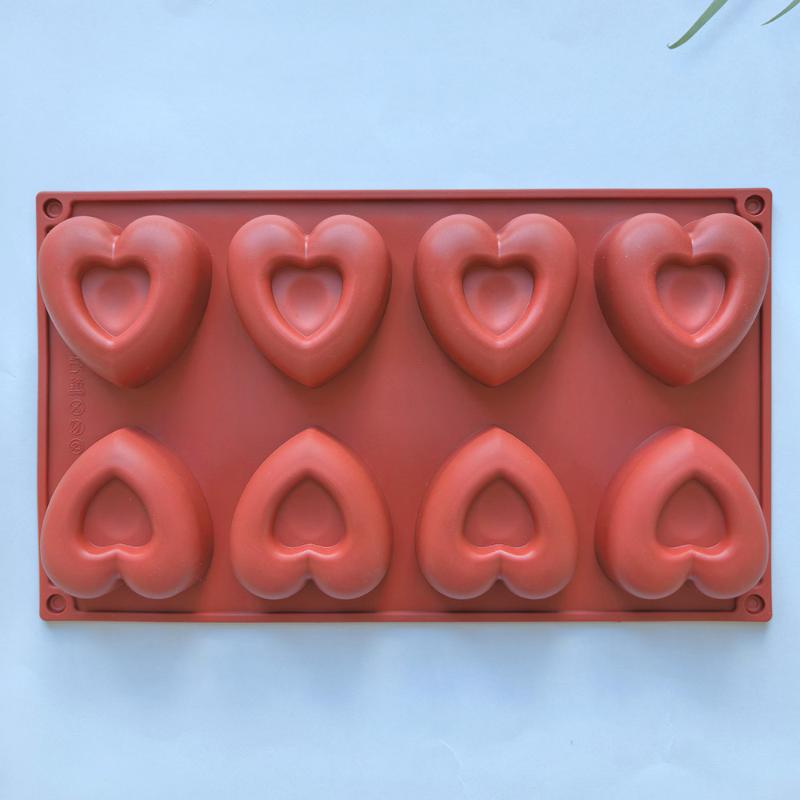 

Mini 8 Cavity Heart Doughnut Silicone Mousse Cake Mold 3D Muffin Cake Baking Tools Decorating Valentine s Day Gift