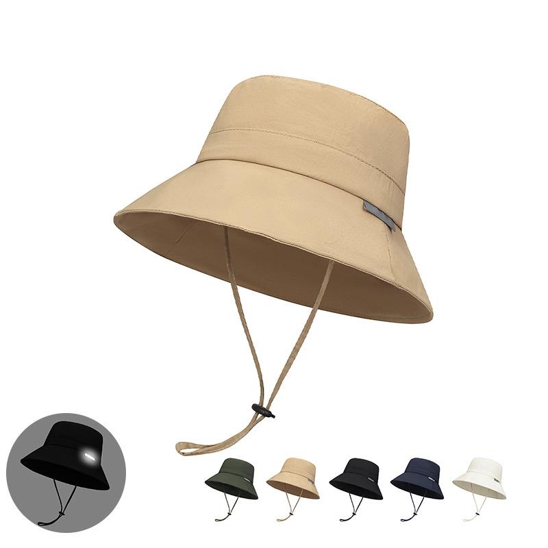 New Waterproof Reflective Bucket Hats For Women Men Outdoor Drawstring Cap Panama Sunhat Hiking Fishing Hat Fisherman Caps