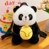 Schattige Simulatie Panda Pluche Rugzak Squishy Pluizig Dier Schooltas Voor Kawaii Panda Met Honingpot Bamboe Pluche Schoudertas