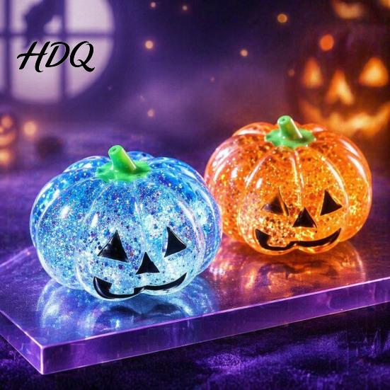Fidget Stress Reliever Halloween Glitter Pumpkin Ball, Head Squeeze Toy for Desk Decompression Toys Relief, Creepy Party Favors TPR Sensory