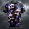 Halloween Men's Pumpkin Skull T-Shirt Short-Sleeve T-Shirt 3D-Printed Crew Neck Horror-Themed Men's Top Club Party Frenzy