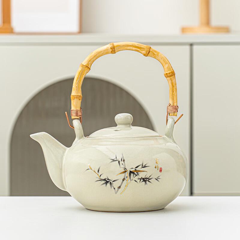 Lainuo Ru Ware Bamboo Handle Teapot Set