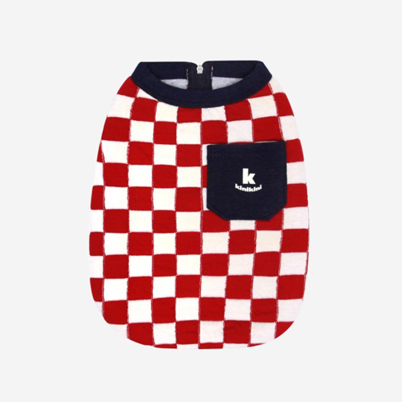 KINIKINI CHECKERBOARD SLEEVELESS ZIPUP-RED (Nuvim Zip-up)