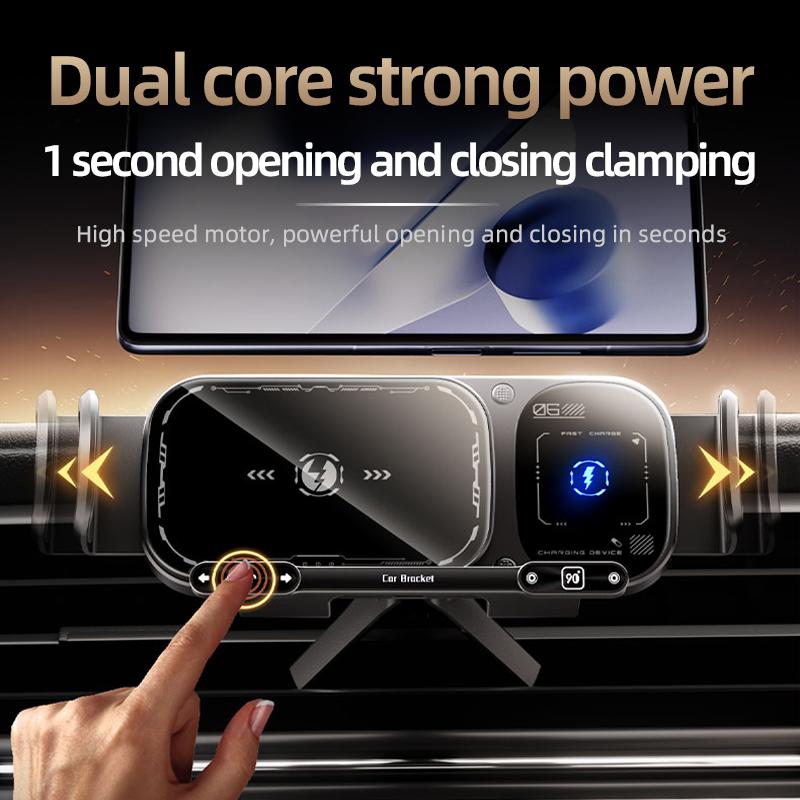 Car Foldable Phone Holder Wireless Charging Phone Mount Intelligent Induction Electric Rotation for Samsung IPhone Xiaomi Z Fold