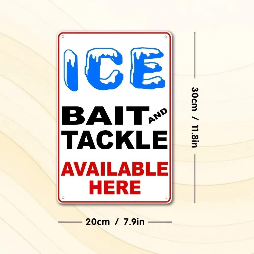 Fishing Tackle Tin Sign Metal Wall Art Ice Bait Decor 8x12 Inch