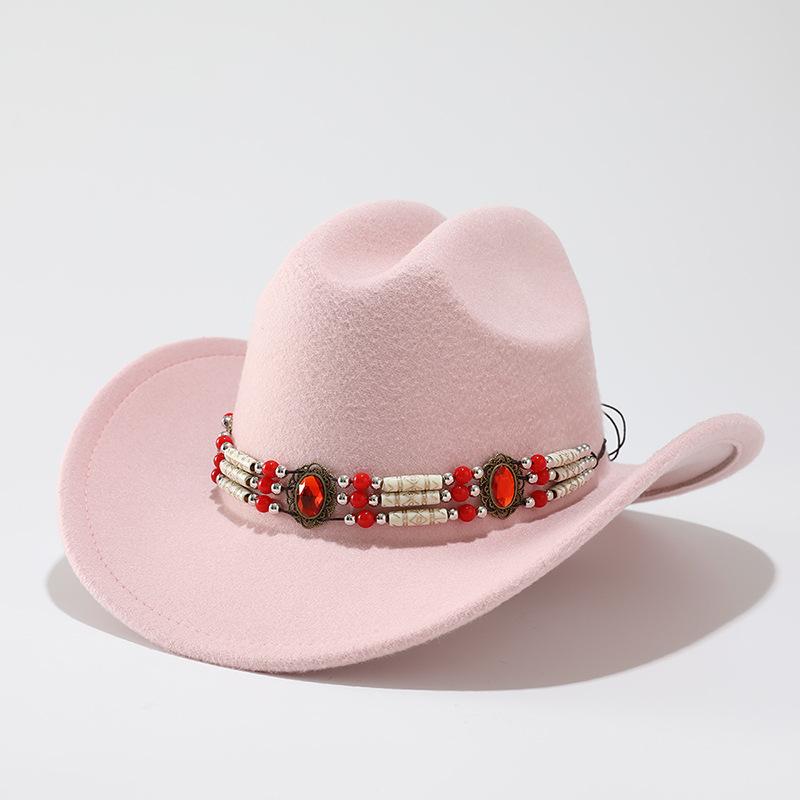 European, American and Western cowboy hats, fashionable and simple woolen top hats, retro chains, ethnic style men's and women's jazz hats