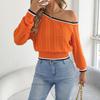 Women's Off Shoulder Ribbed Knit Pullover Sweater Long Sleeve Fall Top