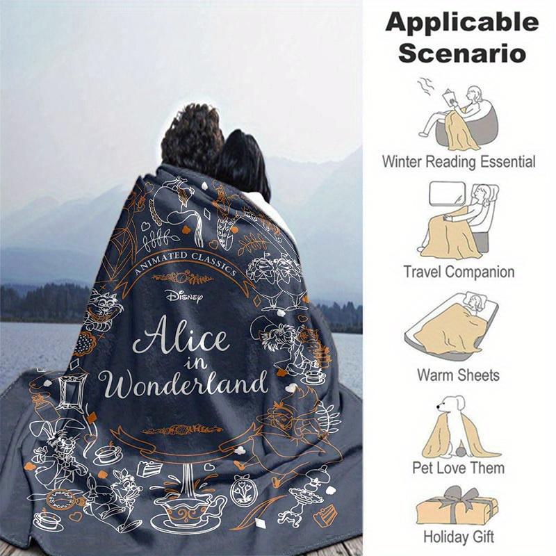 1pc, Enchanting Alice in Wonderland Home Decor Blanket, Flannel Throw, Living Room, Bedroom, or Outdoor Adventures