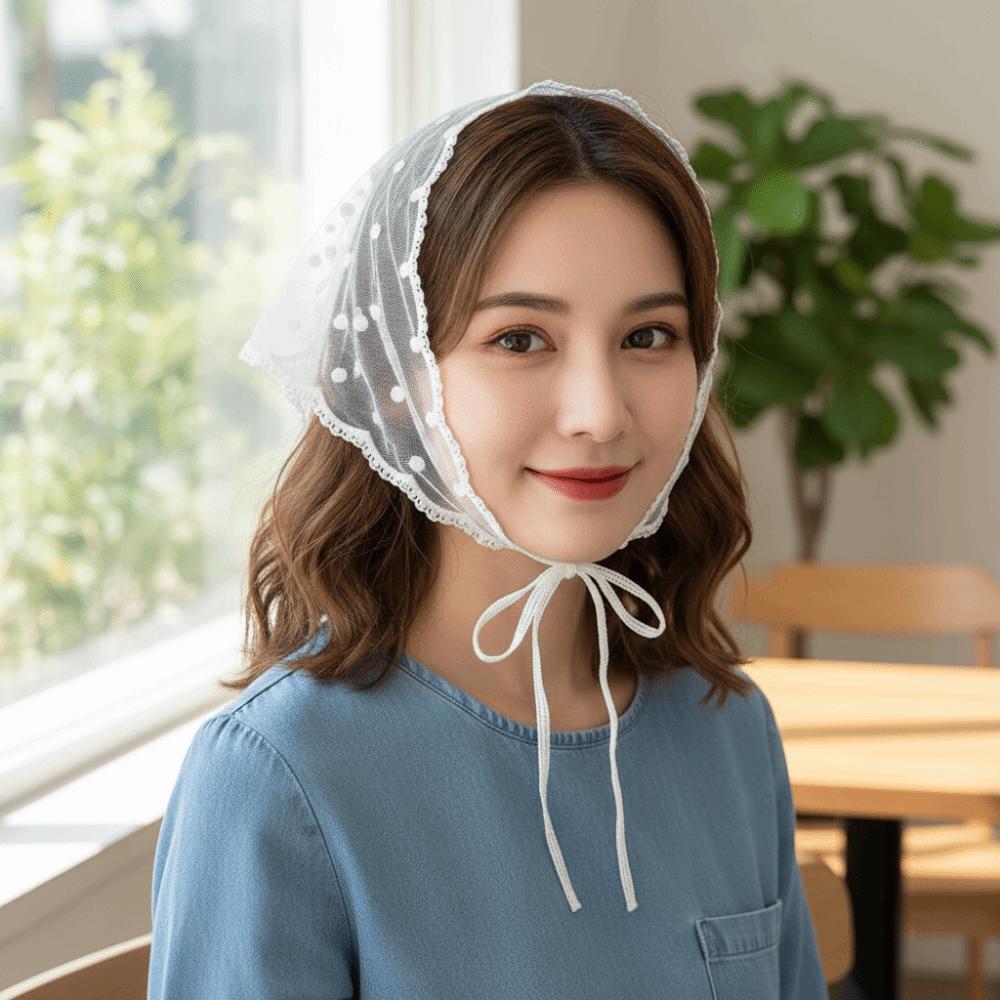 Floral Lace Hair Scarf Retro Triangle Scarf Party Headscarf  Korean Fashion