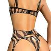 Zebra Pattern Mesh Lingerie - Sexy Three-Piece Set Available Now