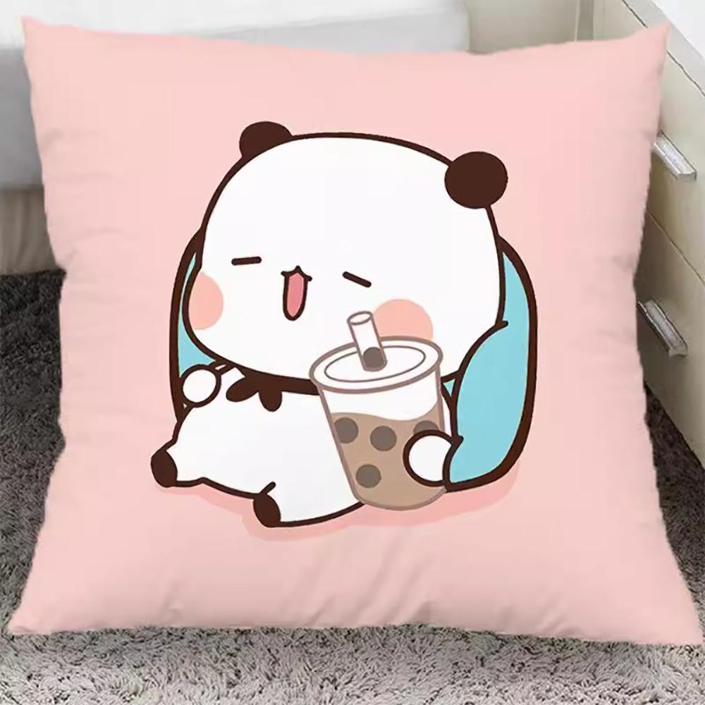 Cute Cartoon Bear and Panda Pattern Pillowcases for a Cozy Bedtime! Sofa Cushion Cover, Room Home Decorationortable