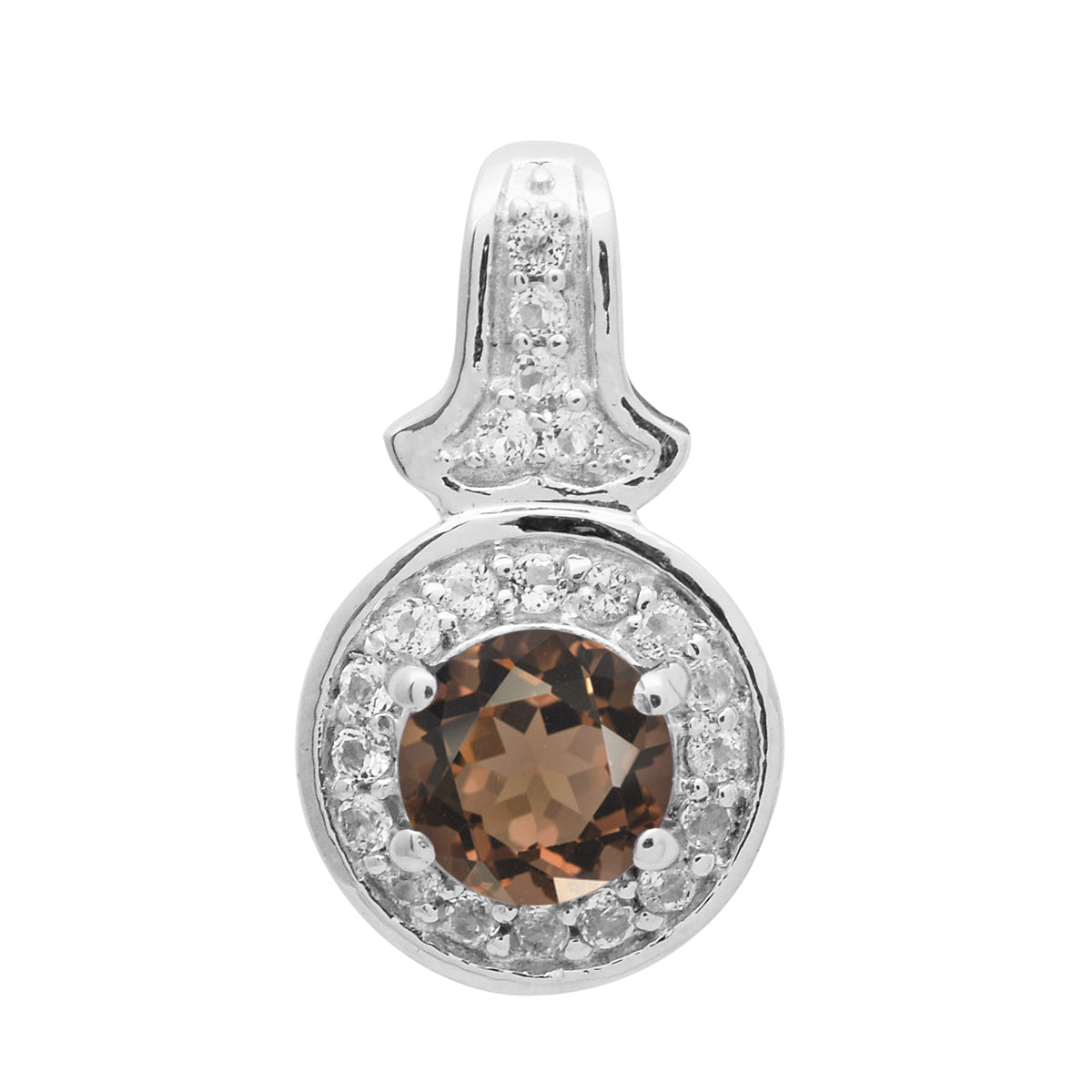 

Multi Stone Round Solitaire Halo Pendant - 925 Sterling Silver