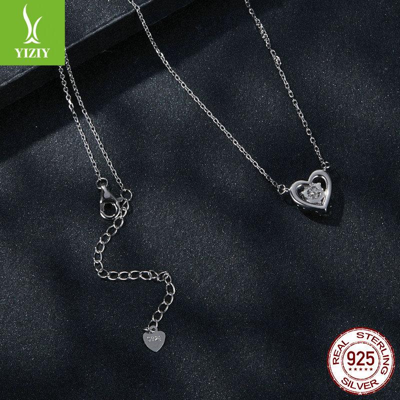 50 Points Moissanite Love Necklace Wedding, Romantic Proposal S925 Sterling Silver Heart Collarbone Chain