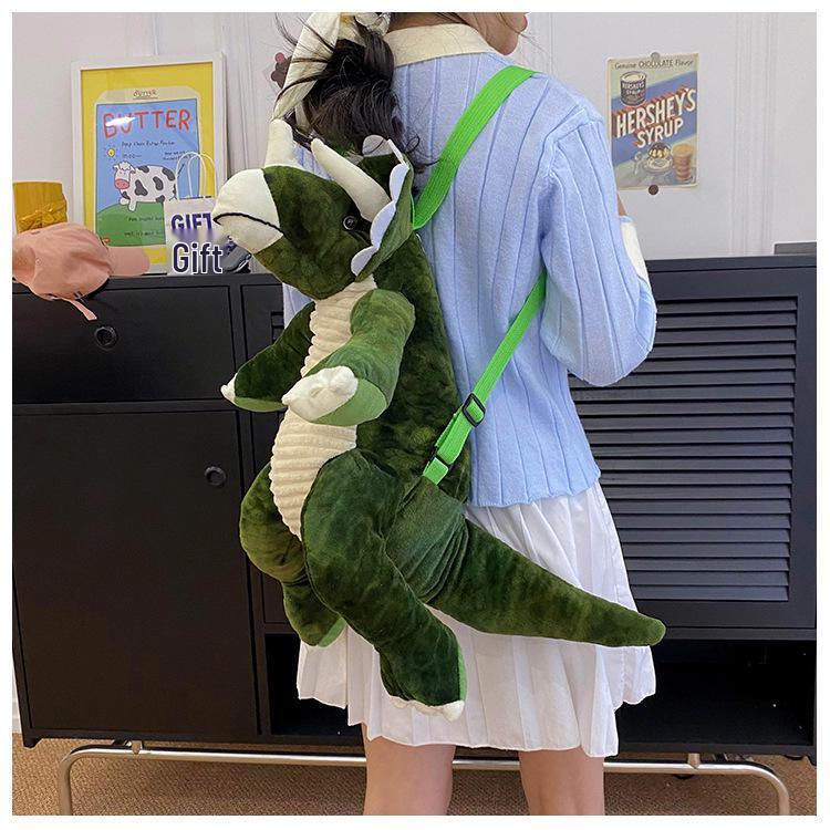 Winter Children's Dinosaur Plush Toy Bag - Tyrannosaurus & Triceratops Gift for Kids