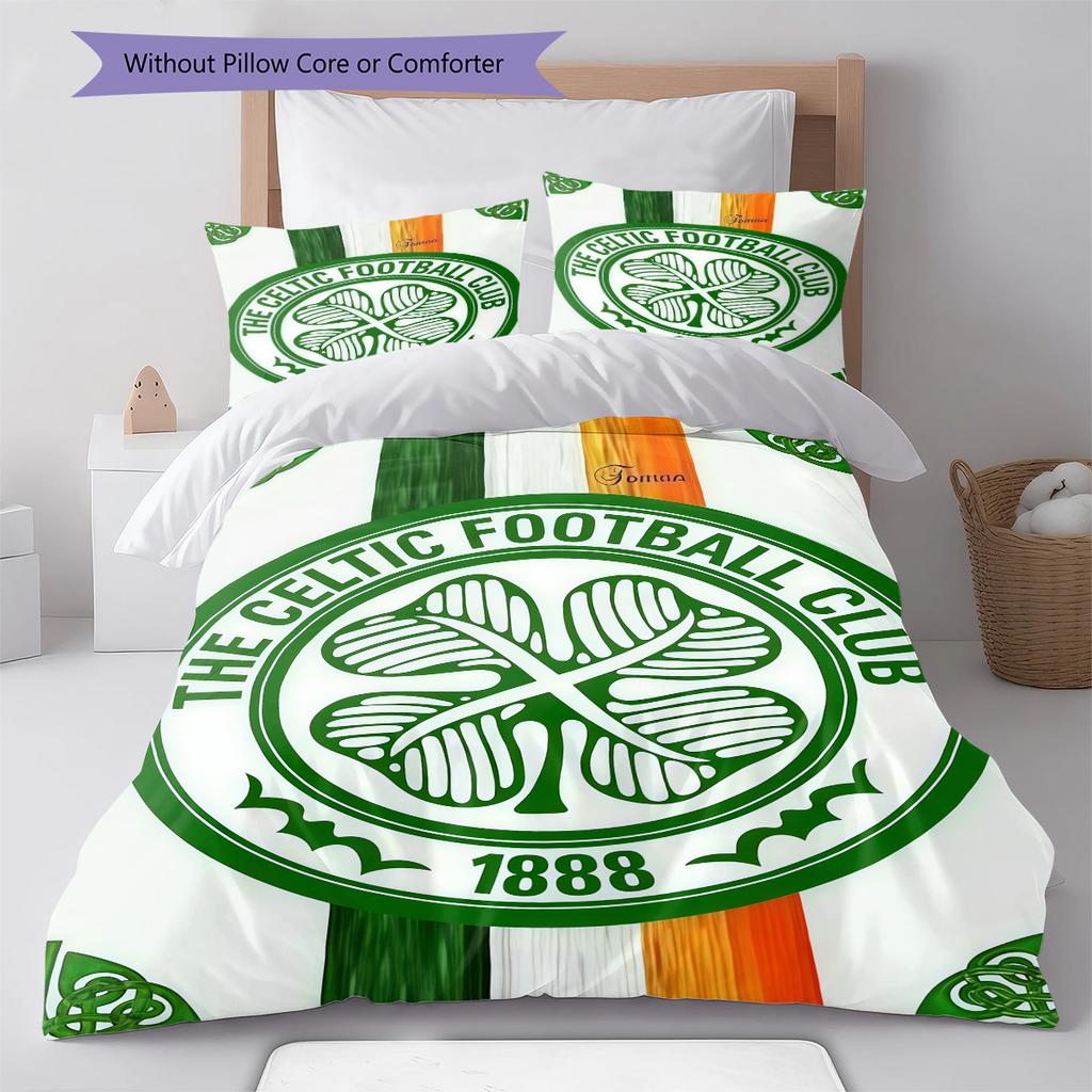 Celtic Football Club Bedding Quilt Set Quilt Cover Pillowcase Home Decoration Birthday Gift (1 * Duvet Cover + 2 * Pillowcase, Without Core)