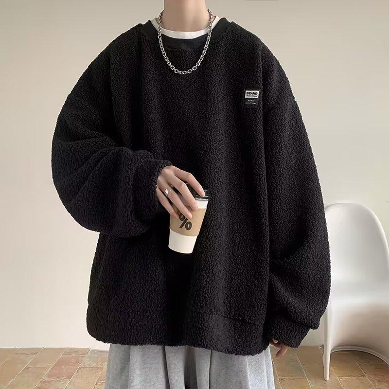 Autumn Winter Men's Harajuku Round Neck Hoodie - Trendy, Versatile, Plus Velvet