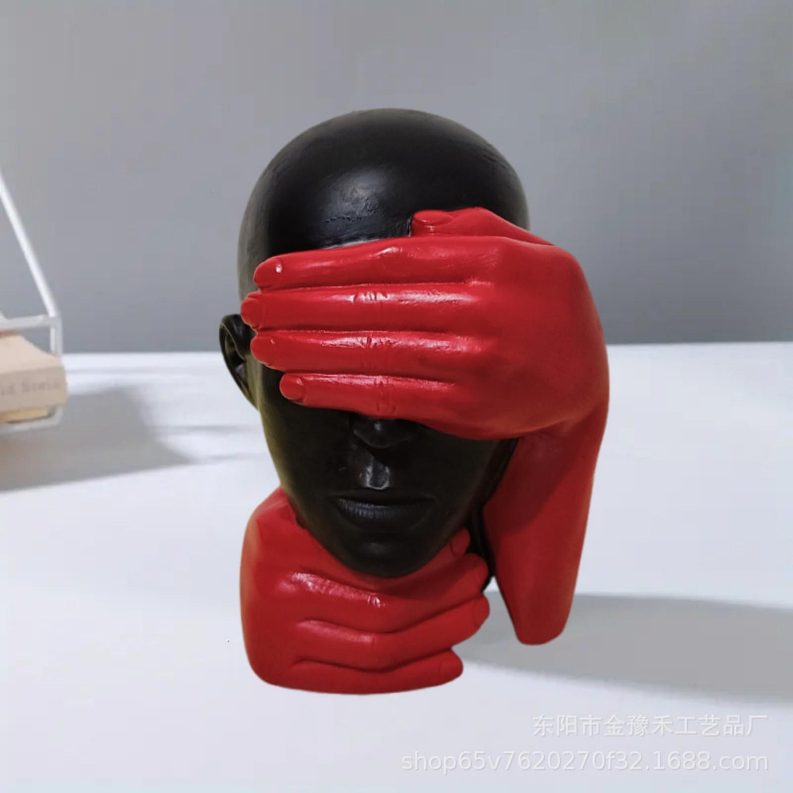 

Современная статуэтка черной женщины с красными руками Абстрактное искусство Украшение Ремесло из смолы Орнаменты One Size