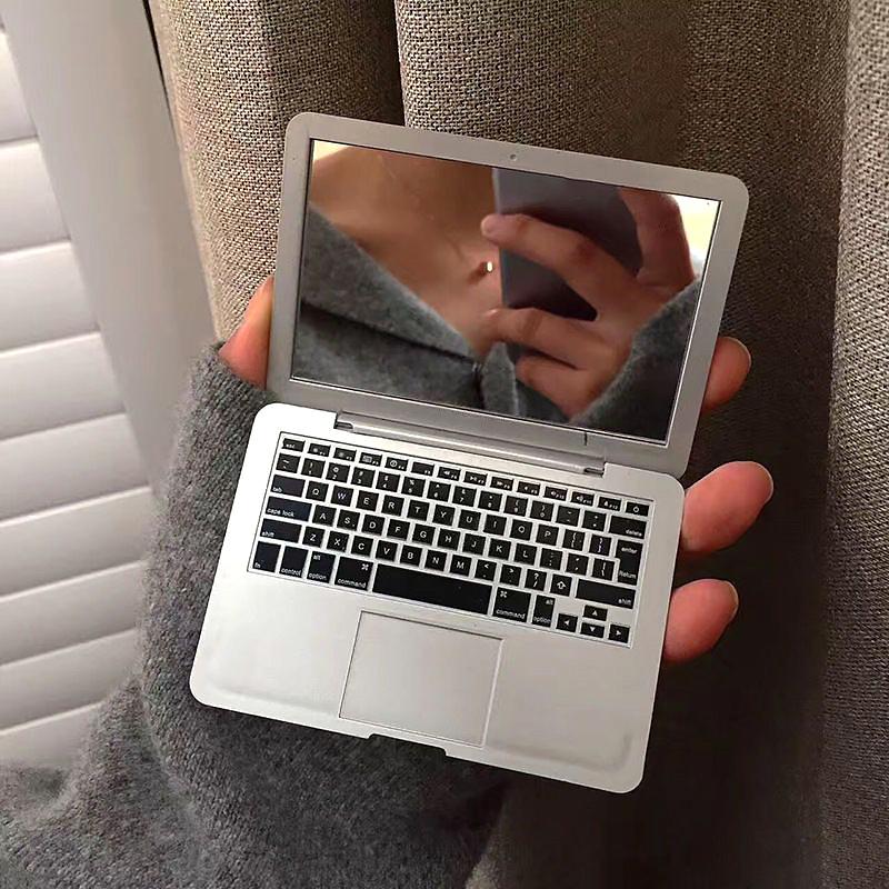 1PC Mirror Convenient Makeup Mirror Cute Mini Mirror Funny Folding Mirror Fashion Laptop Shape Portable Multicolor