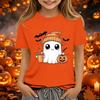 Kids' Halloween Printed Short Sleeve Neck T-Shirt, Loose Fit Top