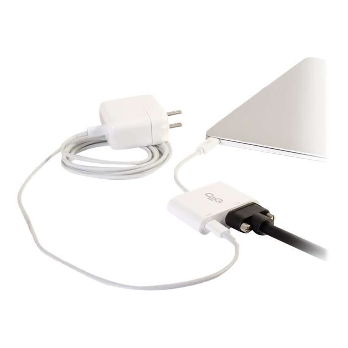 Adaptateur Vidéo - C2G - USB-C Vers VGA - Power Delivery - 1920x1080 - Blanc