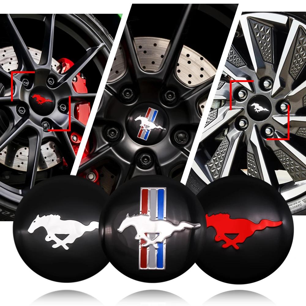 BAYX7 56mm Car Wheel Center Hub Stickers Center Caps Decal Tire Rim Sticker Decoration For Ford Mustang Fiesta Mondeo Fusion Kuga