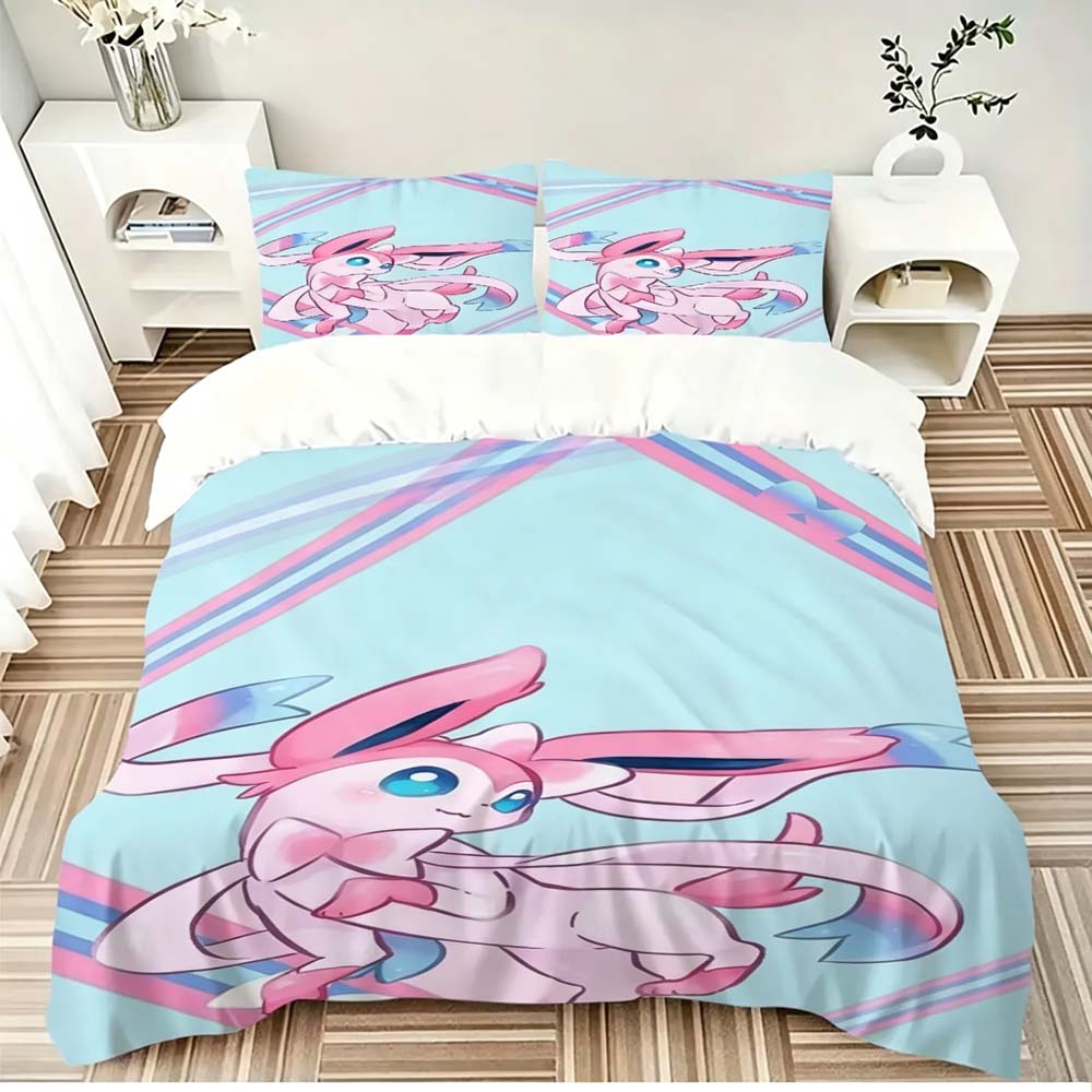 Cartoon Sylveon Duvet Cover Bedding Comforter Sets Sylveon  Quilt Cover And Pillowcases Single/Double/Queen/King