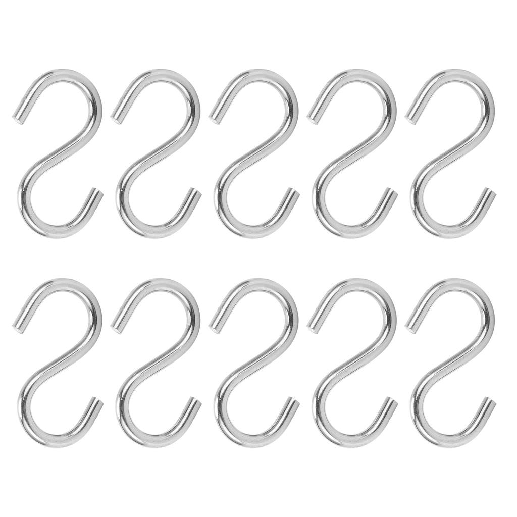 10 Stück S-Haken Tragbar 304 Edelstahl Metall Hängehalter Organizer für Schlüssel Handtuch M4
