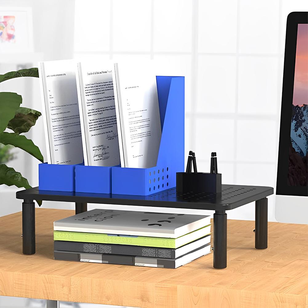 Soporte para monitor con ventilación, organizador de escritorio para monitor, soporte de estante metálico ajustable en 3 alturas para monitor de PC de escritorio.