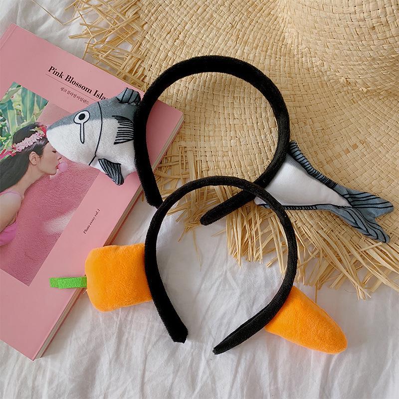Adorable Cartoon Fish & Carrot Baby Headband Set - Cute Hair Clips & Accessories for Photos & Washing