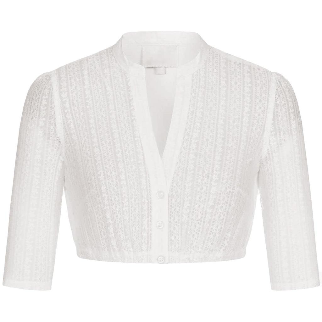 Women's Traditional Oktoberfest Crop Top Bavarian Style Blouse Button Front Knit Fabric Half Sleeve Shirt for Festival Wear