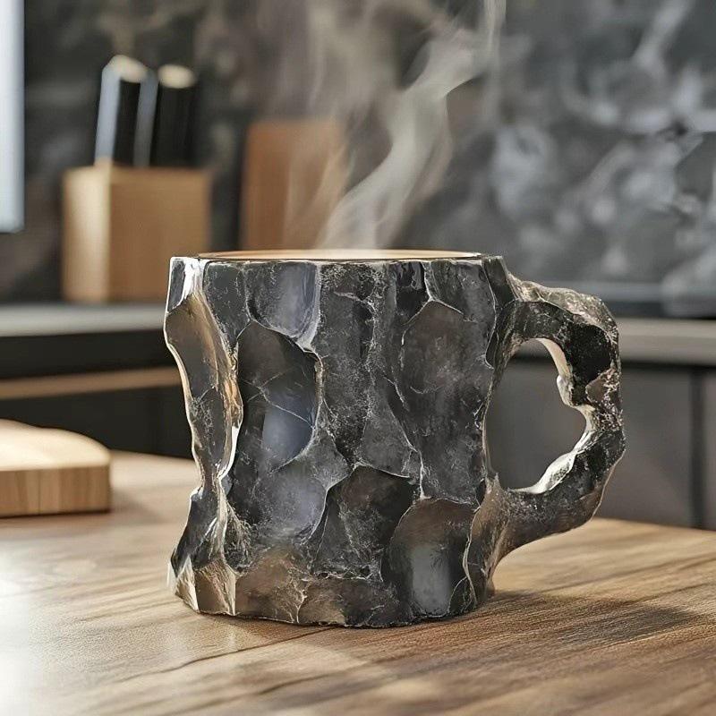 Crystal Resin Coffee Mug, Artistic Kiln-Fired Texture