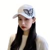 Hat Peaked Cap Summer Fashion Versatile Visor Hat Rhinestone Butterfly Spring and Autumn Casual Hipster Baseball Cap