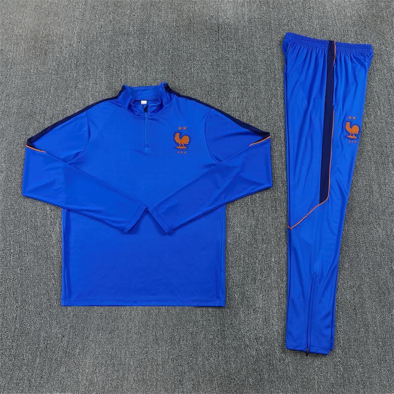 Adult National Team Soccer Training Jerseys Long Sleeve Half Zip Cotton Blend Sports Wear