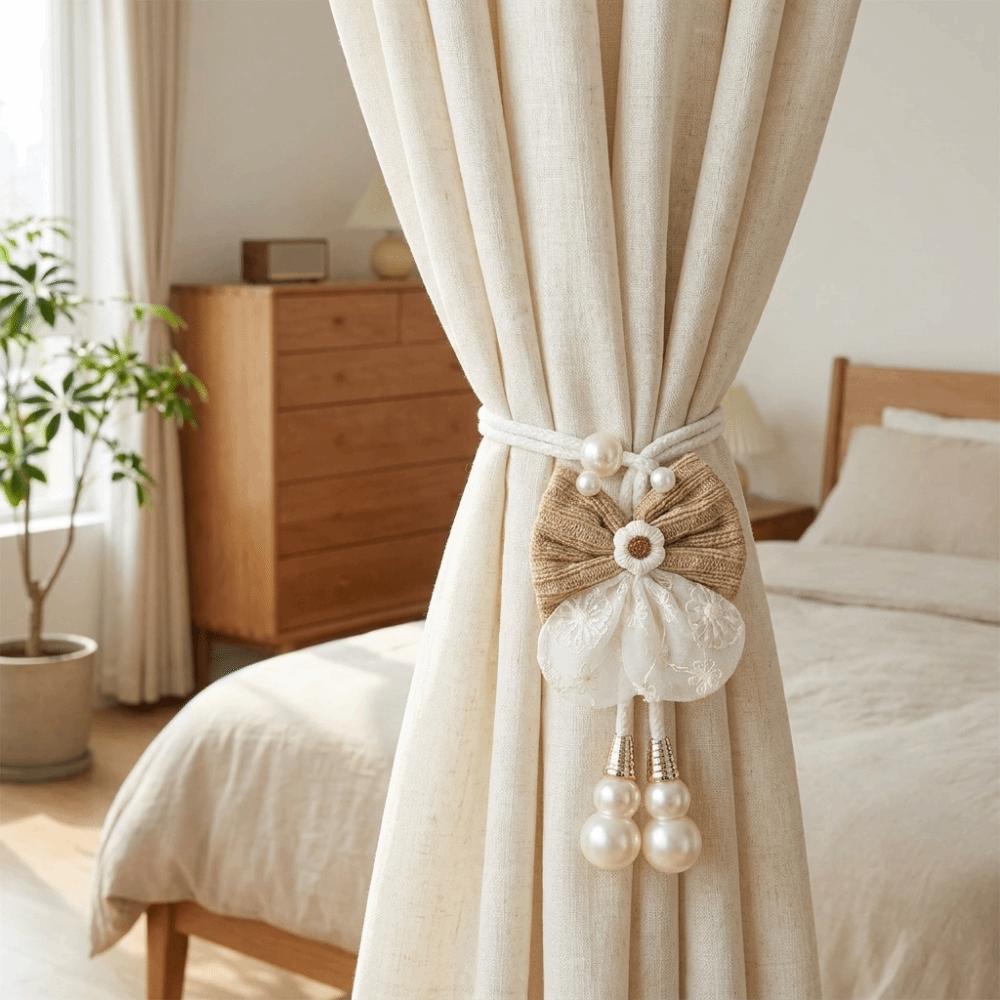 2PCS Romantic Window Curtain Tieback Adjustable Pearl Curtain Buckle Curtain Binding  Living Room
