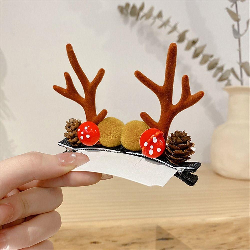 Girls Side Clip Children Gift Women Barrettes Antler Hairpins Bangs Clip Christmas Hair Clips