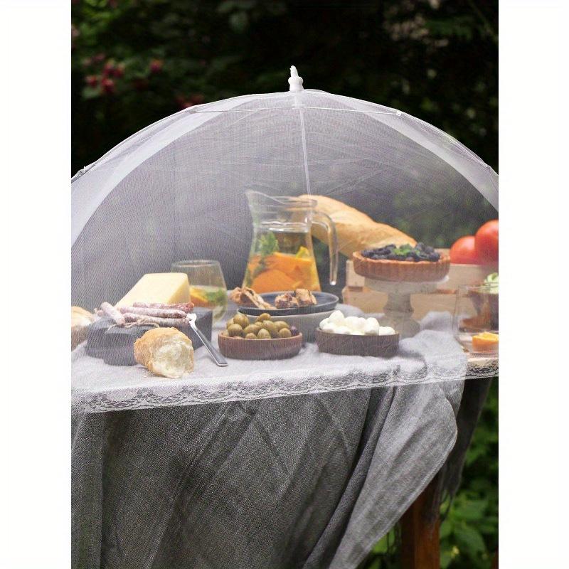 1pc White Insect And Mosquito-Proof Folding Cover, Vegetable Cover Can Be Disassembled And Washed Mesh Food Cover, Dining Table Cover