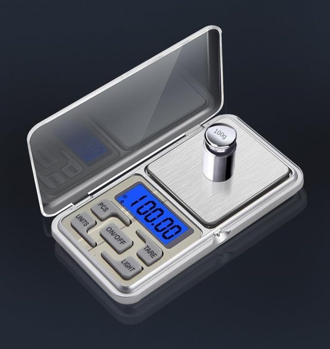 Digital pocket scale, high precision 0.01g, 500g, LCD display, backlit, portable weighing device (none)