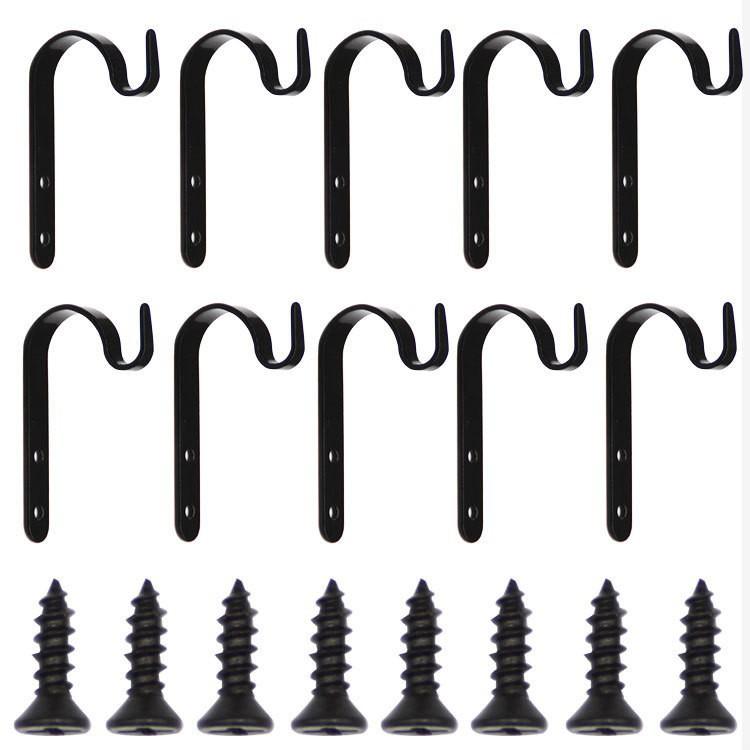 1/10pcs J-Shape Wall Hook Metal Flower Pot Hanging Iron Hook Fixing Outdoor for Garden Wall Basket Plant Rack Bathroom Bracket