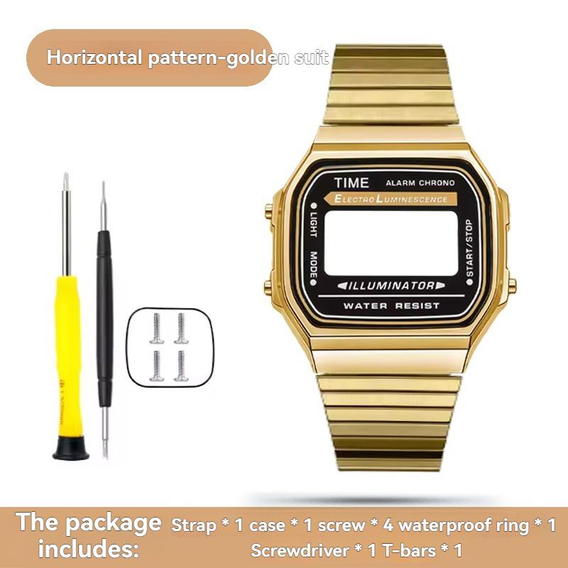Für Casio A168 Gehäusemodifikation Ganzmetallgehäuse A168WGG-1B A168WEM Armband Lünette Wasserdichter Ring-Kit Massiver Edelstahl Mod-Kit