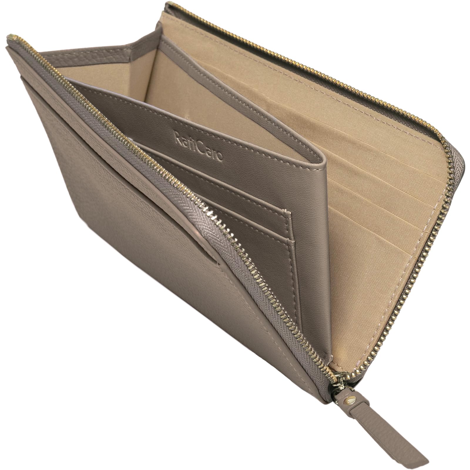 

Small Long Large 23 No YKK Gusseted Coin Greige [RafiCaro] Women s Wallet, Short, Capacity, Pockets, Folding, Compact, Approx. 18cm, Slim, L-Shaped